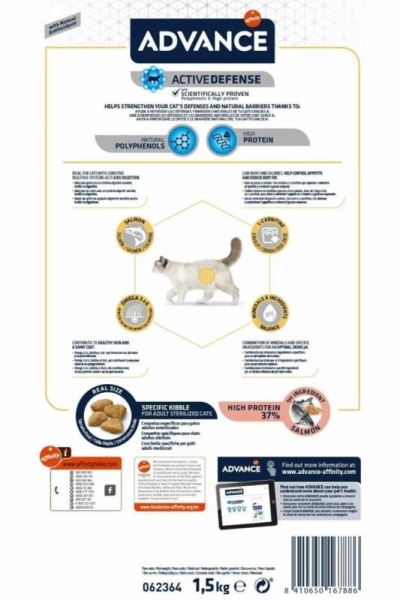 Advance Sensitive Sterilised Somonlu Kısırlaştırılmış Yetişkin Kedi Maması 1.5 KG - 4