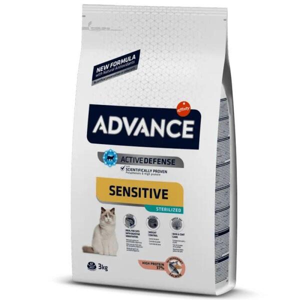 Advance Sensitive Sterilised Somonlu Kısırlaştırılmış Yetişkin Kedi Maması 3 KG - Advance
