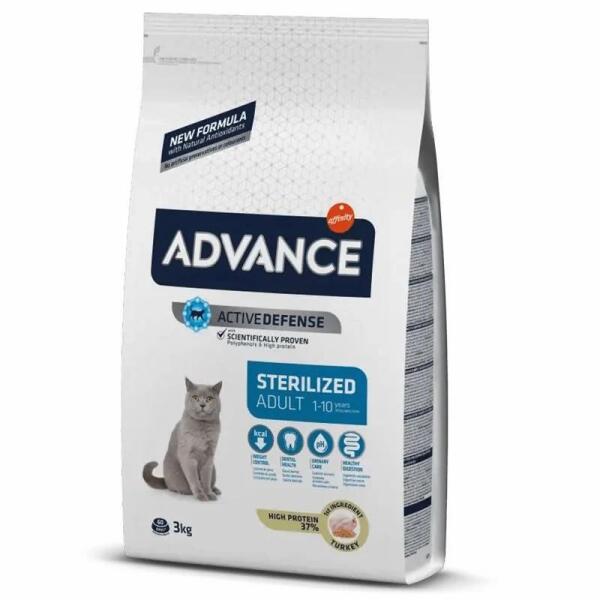 Advance Sterilised Hindi Etli Kısırlaştırılmış Yetişkin Kedi Maması 3 KG - Advance