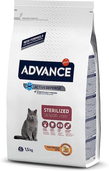 Advance Sterilised Senior +10 Tavuklu Kısırlaştırılmış Yaşlı Kedi Maması 1.5 KG - Advance