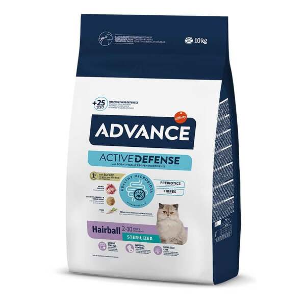 Advance Sterilized Hindili Kısırlaştırılmış Hairball Yetişkin Kedi Maması 10 Kg - 1