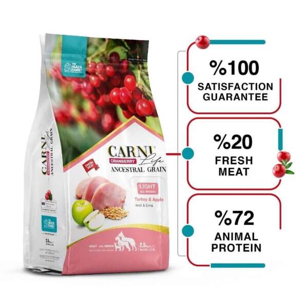 Carni Life Hindi Etli ve Elmalı Yetişkin Light Köpek Maması 2,5 kg - CARNİ LİFE