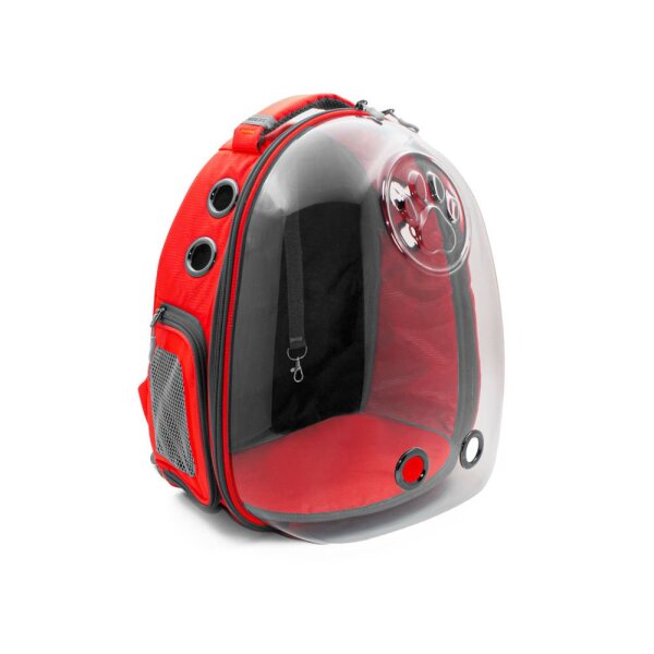Cattie Yeni Şeffaf Kedi Köpek Taşıma Sırt Çantası Kırmızı 25x30x40cm - Cattie