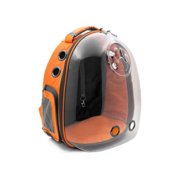 Cattie Yeni Şeffaf Kedi Köpek Taşıma Sırt Çantası Turuncu 25x30x40cm - 1