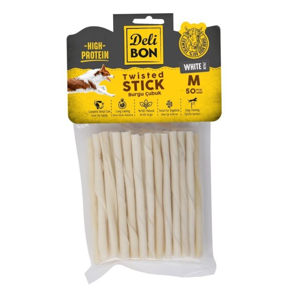 Delibon Deri Burgu Çubuk Orta 50 Li Paket Beyaz - 1