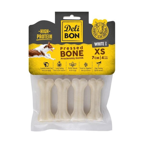 Delibon Deri Kemik 7 Cm Xs 4 Lü Paket Beyaz - Delibon