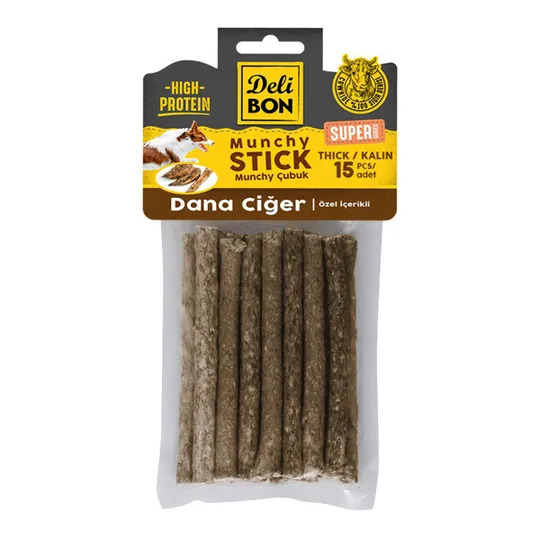 Delibon Deri Munchy Çubuk Dana Ciğer Kalın 15 Li - Delibon