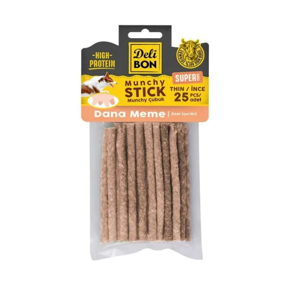 Delibon Deri Munchy Çubuk Dana Meme İnce 25 Li - Delibon