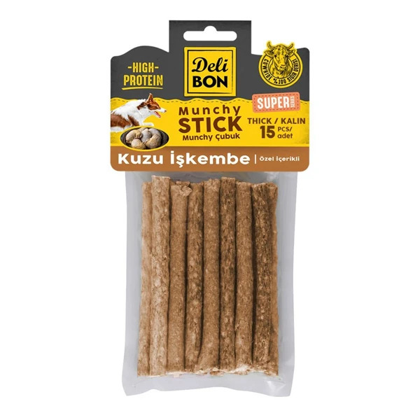 Delibon Deri Munchy Çubuk Kuzu İşkembe Kalın 15 Li - Delibon
