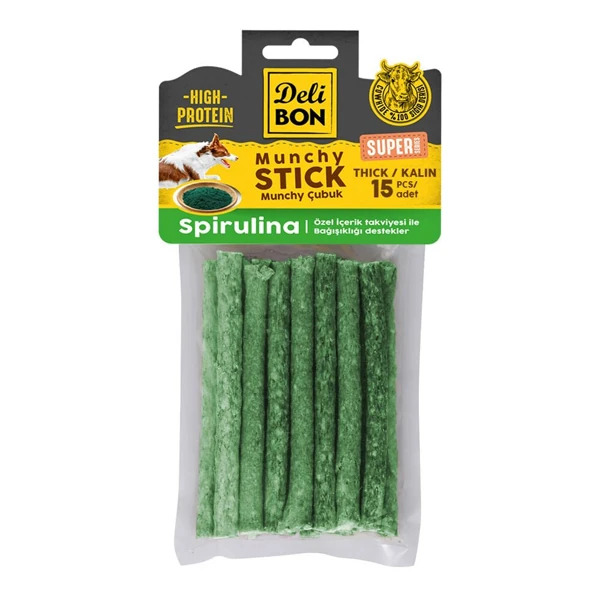 Delibon Deri Munchy Çubuk Spirulina Kalın 15 Li - Delibon