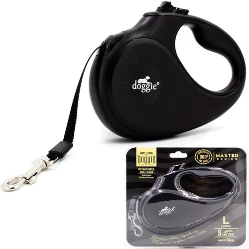 Doggie Otomatik Uzatma Tasması Master Seri L 50 Kg 5 Metre Siyah - Doggie
