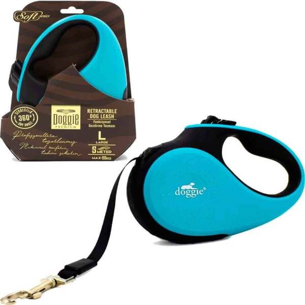 Doggie Otomatik Uzatma Tasması Soft Seri L 50 Kg 5 Metre Mavi - 1