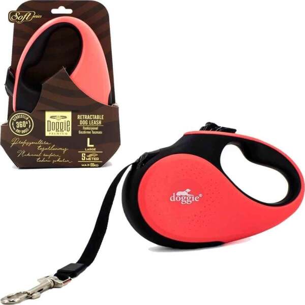 Doggie Otomatik Uzatma Tasması Soft Seri L 50 Kg 5 Metre Pembe - 1