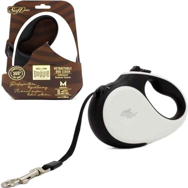 Doggie Otomatik Uzatma Tasması Soft Seri XS 12 Kg 3 Metre Beyaz - 1