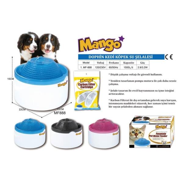 Dophin Mango Kedi Köpek Su Şelalesi Mavi - 2