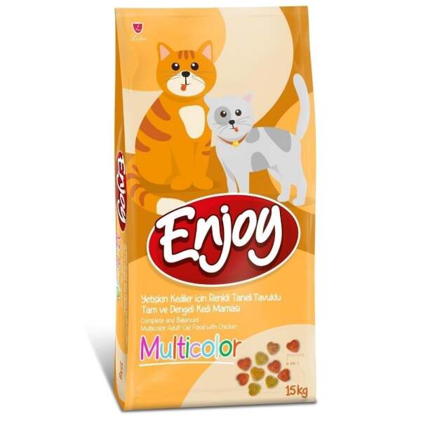 Enjoy Multi Color Kuru Yetişkin Kedi Maması 15 Kg - Enjoy