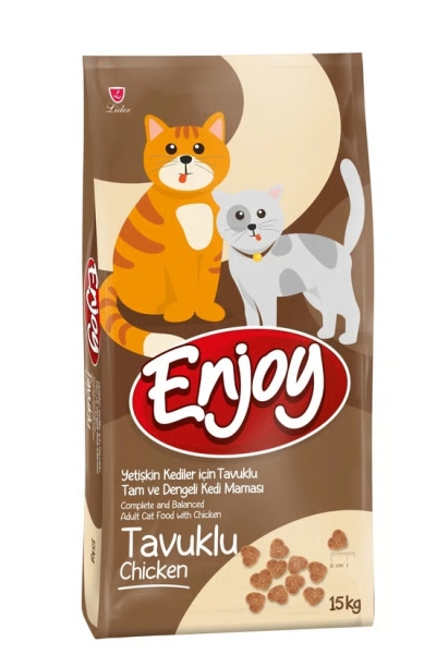 Enjoy Yetişkin Kediler için Tavuklu Tam ve Dengeli Kedi Maması 15kg - Enjoy
