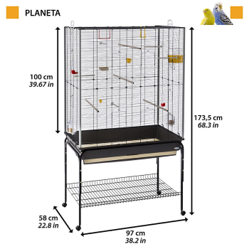 Ferplast Planeta Kuş Kafesi Siyah - 5