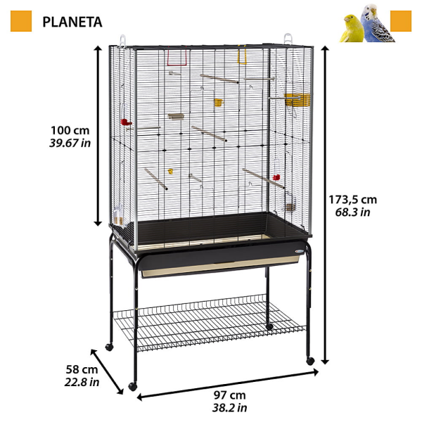 Ferplast Planeta Kuş Kafesi Siyah - 5