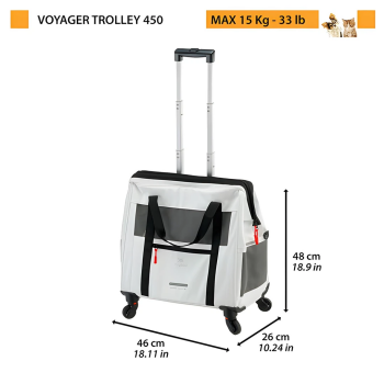 Ferplast Voyager 450 Tekerlekli Evcil Hayvan Taşıma Çantası Beyaz 46x26x48cm - 2