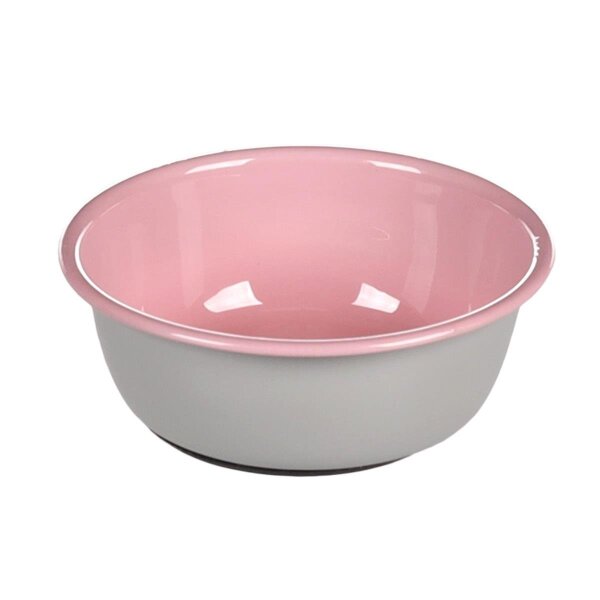 Flamingo Nell Boyalı Çelik Mama Kabı Antislip Gri-Pembe - 250ML - Flamingo 