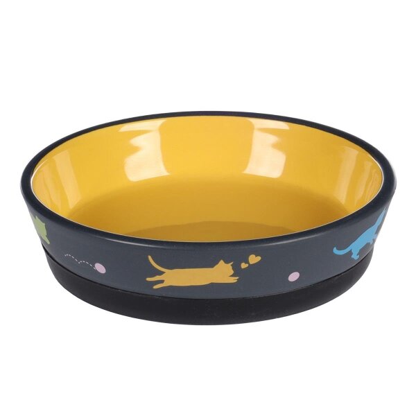 Flamingo Rantı Kedi Desenli Seramik Mama Kabı / 320ML - Flamingo 