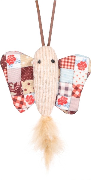 Flamingo Vinta Tüylü Kelebek Peluş Kumaş Kedi Oyuncağı 13 Cm - 1