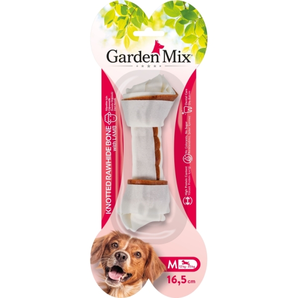 Garden Mix Gardex Mix Kuzulu Düğümlü Deri Kemik Köpek Ödülü 16,5cm [M] - Gardenmix