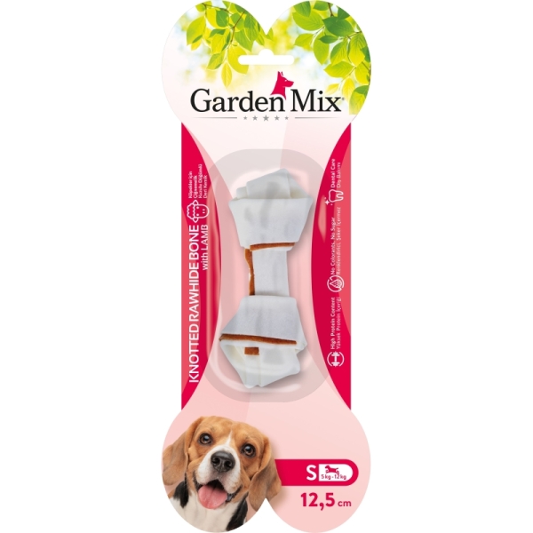 Garden Mix Kuzulu Düğümlü Deri Kemik Köpek Ödülü 12,5cm [S] - Gardenmix