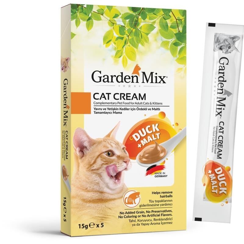 Garden Mix Kedi Kreması Ördekli+Maltlı 5x15gr x 3 Paket