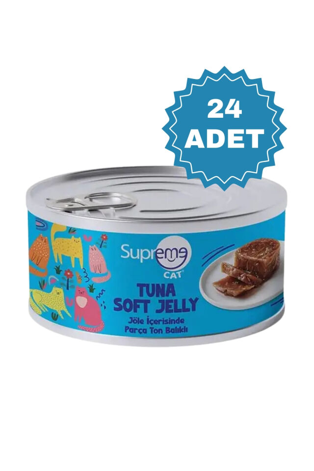 Supreme Cat Jöle İçerisinde Ton Balıklı Yetişkin Konserve Kedi Maması 85 Gr x24 Adet