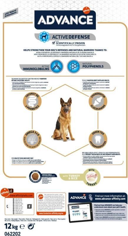 Advance German Shepherd Hindi Etli ve Pirinçli Alman Kurdu Yetişkin Köpek Maması 12 KG