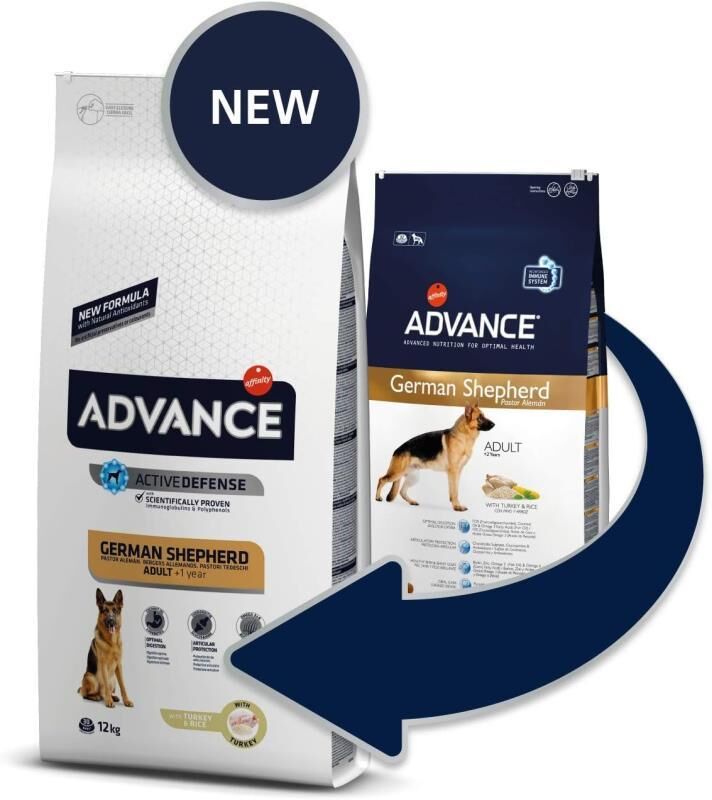 Advance German Shepherd Hindi Etli ve Pirinçli Alman Kurdu Yetişkin Köpek Maması 12 KG