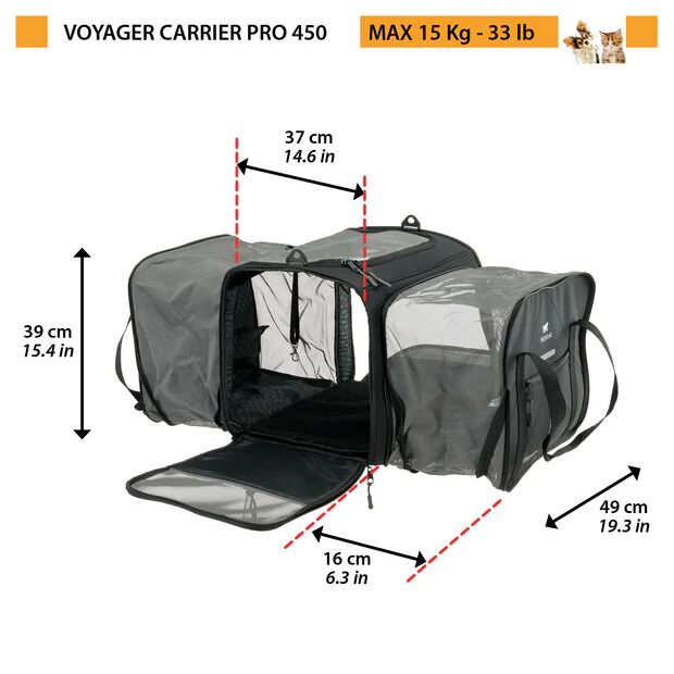 Ferplast Voyager Pro 450 Kumaş Taşıma Çantası-Siyah