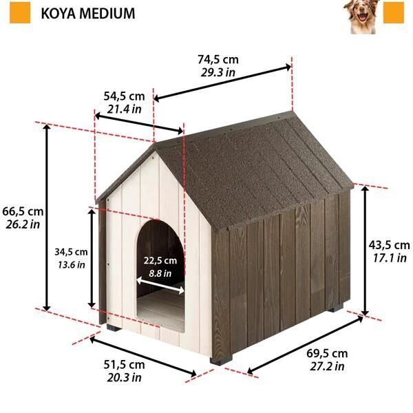 Ferplast Koya Ahşap Köpek Kulübesi Medium-SADECE İSTANBUL İÇİ TESLİMATA UYGUNDUR