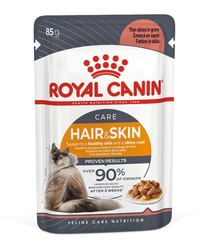 Royal Canin Hair Skin Hassas Tüylü Kedi Yaş Maması 85 Gr 12 Li