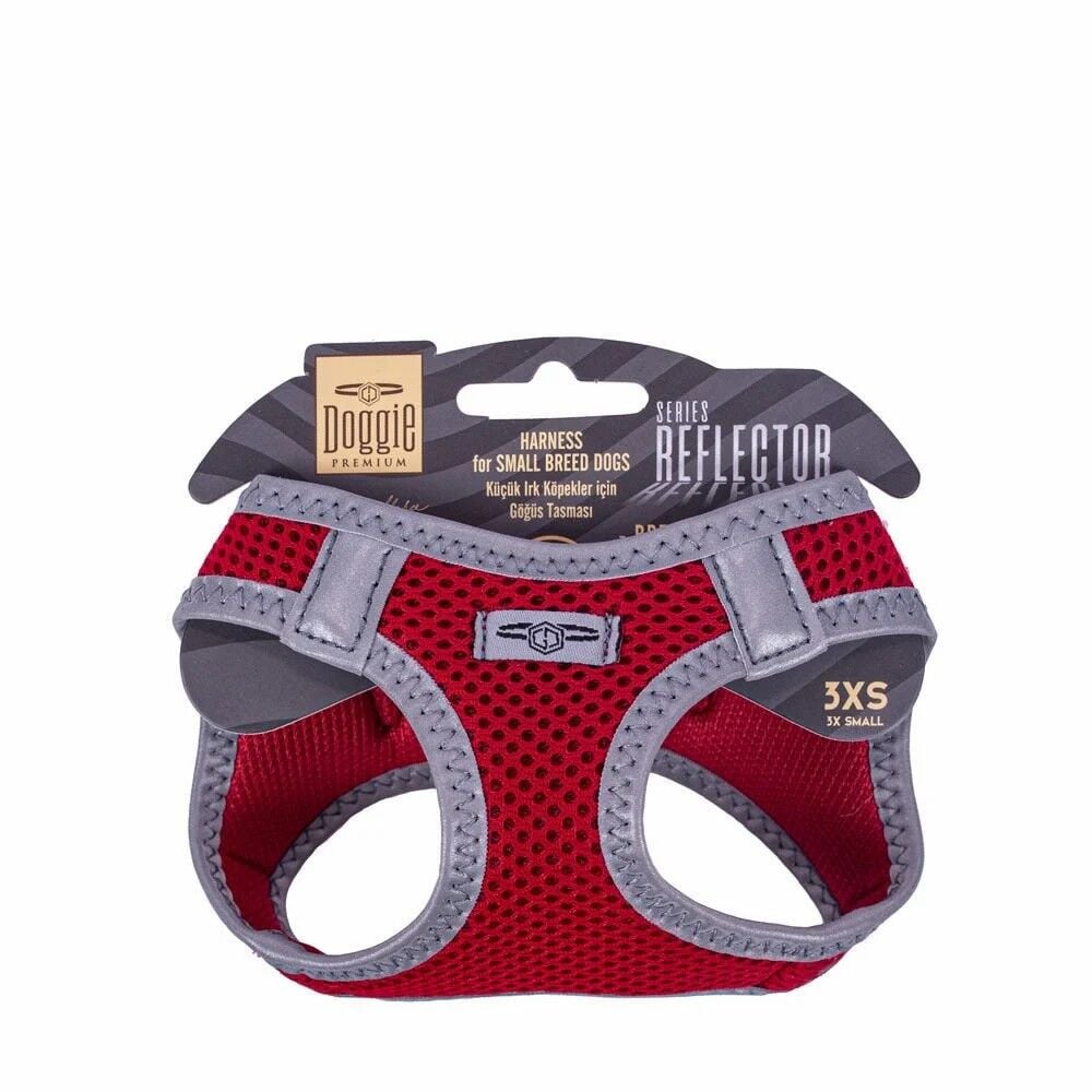 Doggie Reflektör Göğüs Tasması Kırmızı 3Xs-22-26Cm