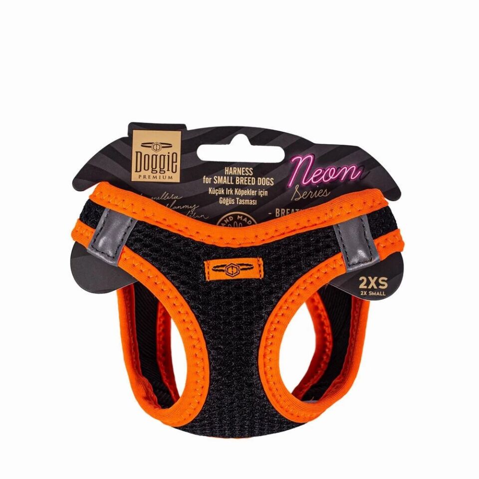 Doggie Neon Göğüs Tasması Turuncu 2XS 26-30 Cm