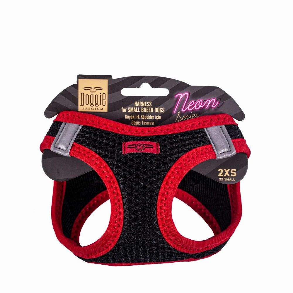Doggie Neon Göğüs Tasması Kırmızı 2XS 26-30 Cm