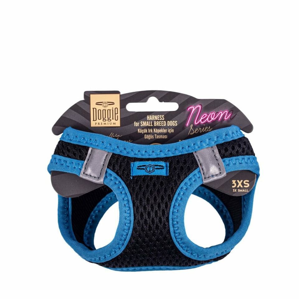 Doggie Neon Göğüs Tasması Mavi 3XS 22-26 Cm