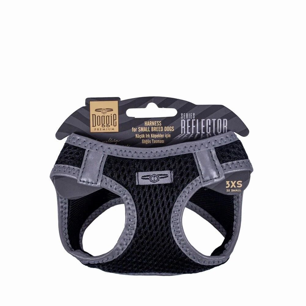 Doggie Reflektör Göğüs Tasması Siyah 3Xs-22-26Cm