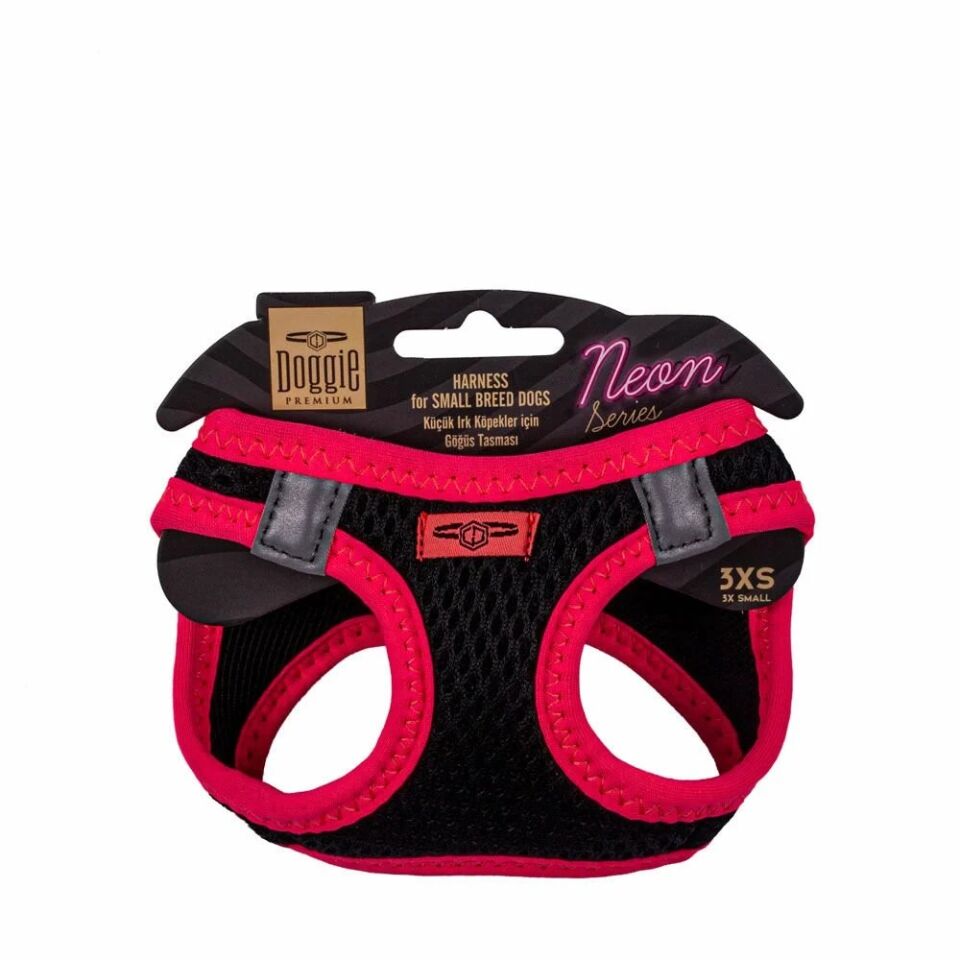 Doggie Neon Göğüs Tasması Pembe 3XS 22-26 Cm