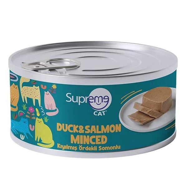 Supreme Cat Ördekli ve Somonlu Kıyılmış Yetişkin Konserve Kedi Maması 85gr