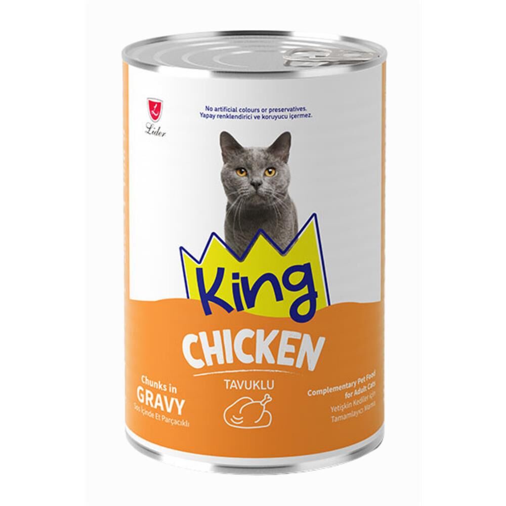 King Sos İçerisinde Et Parçacıklı Tavuk Etli Yavru Kedi Konservesi 400 gr
