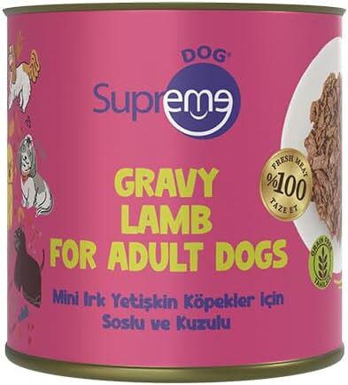 Supreme Dog Mini Irk Yetişkin Köpekler için Soslu ve Kuzulu Konserve Mama 200 gr