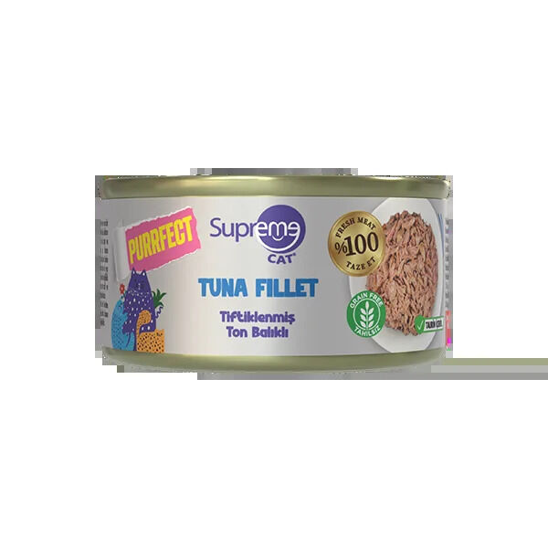 Supreme Tiftiklenmiş Ton Balıklı Yetişkin Konserve Kedi Maması 70gr