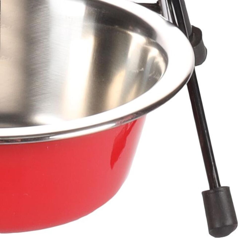 Flamingo Arjun Stanlı İkili Çelik Mama Kabı Seti Kırmızı-Gri / 200ML