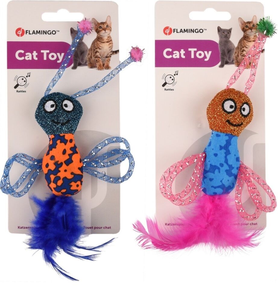 Flamingo Aslı Arı Şeklinde Parıltılı Kedi Oyuncağı Karışık Renkli