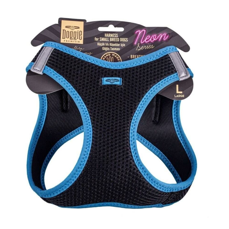 Doggie Neon Göğüs Tasması Mavi L 42-48 Cm