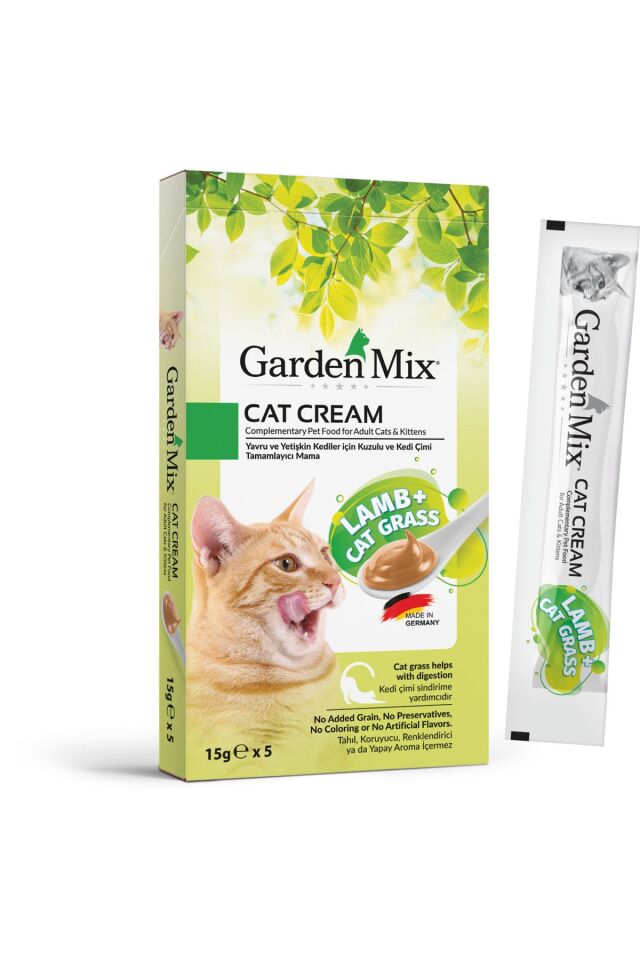Gardenmix Kedi Çimi ve Kuzulu Krema Kedi Ödül Maması 15 Gr 5 Li